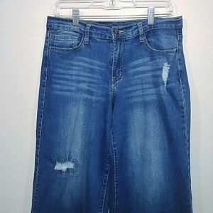 Alberto Makali Distressed Wide Leg Cropped Jeans M